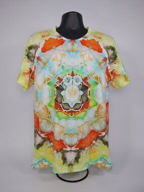 Large Unisex Bella-Canvas 3001C “Mandala” Ice Dyed T-Shirt